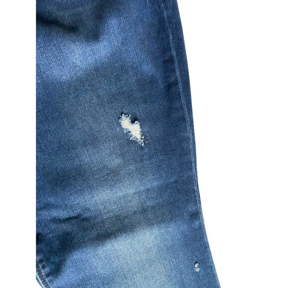 Express Womens Bell Flare High Rise Jeans Size 12L Blue Distress Bell Bottom 70s - Picture 4 of 15